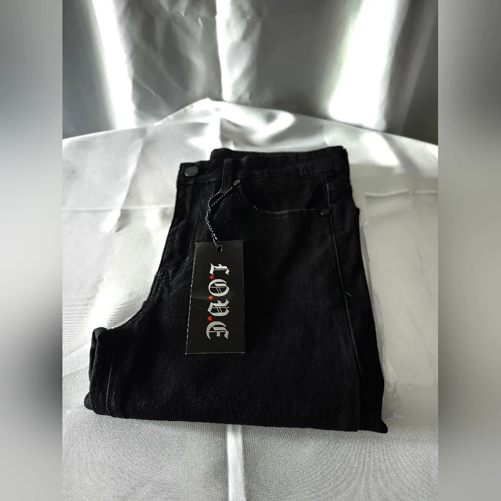 Brand NEW L.O.V.E. Size 30 LOVE FLAMES Black Jeans - Picture 4 of 7